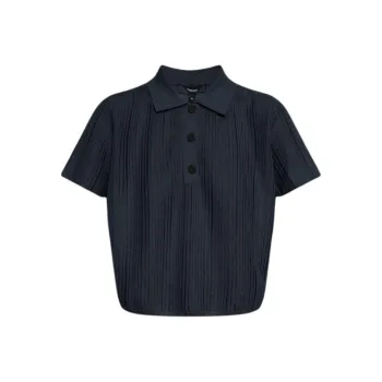THEORY Cropped Knitted Polo Shirt