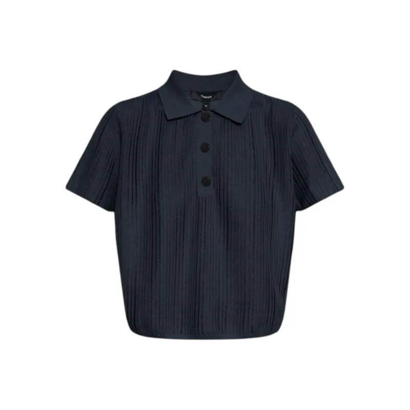 THEORY Cropped Knitted Polo Shirt-0