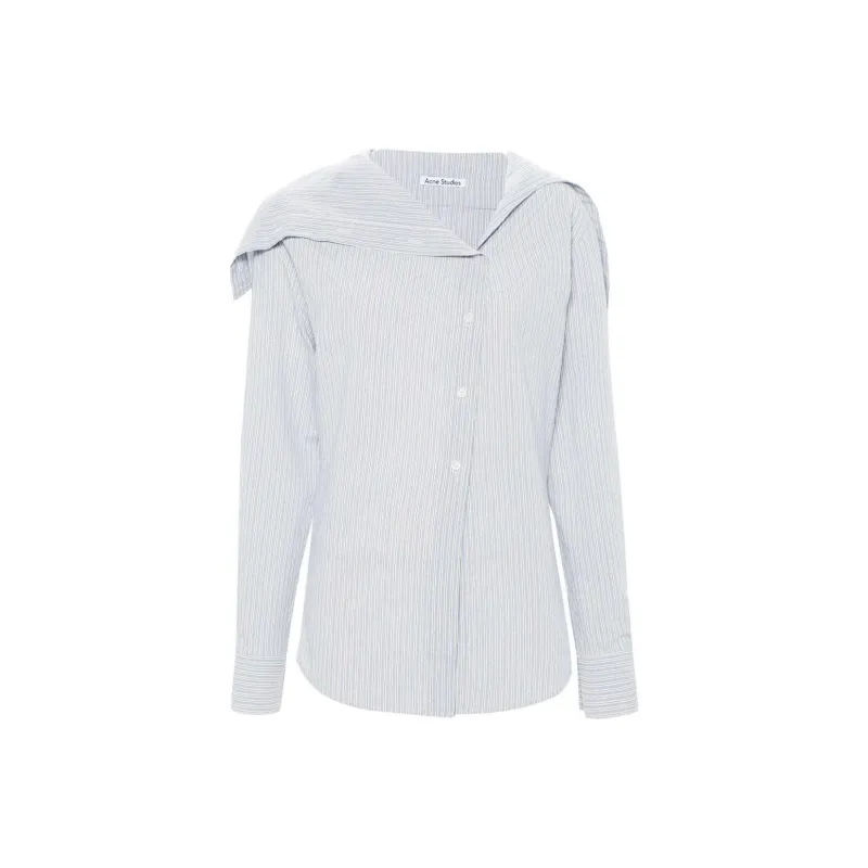 Acne Studios Stripe Detailed Off Shoulder Shirt-0