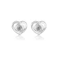 S999 Ocean's Heart Stud Earrings (White Zircon, 1 Pair)