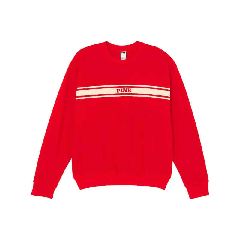 Victoria's Secret PINK Ivy Fleece Classic Crew Sweatshirt/BV Sweatshirt Women's Bright Vermilion-0
