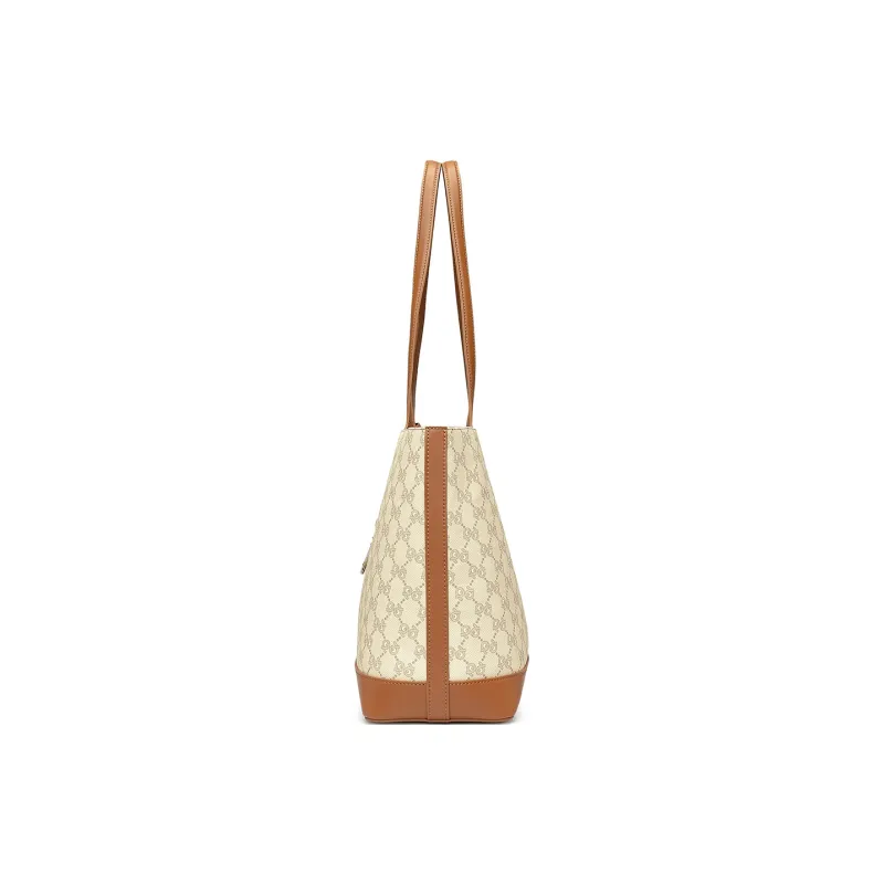PIERRE CARDIN PVC Tote Bag, Shoulder Bag Women's Dark Khaki/Apricot-9