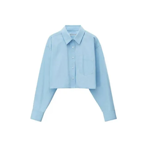 Alexander Wang Halo Print Cropped Button Up Shirt Shirt Women's Blue