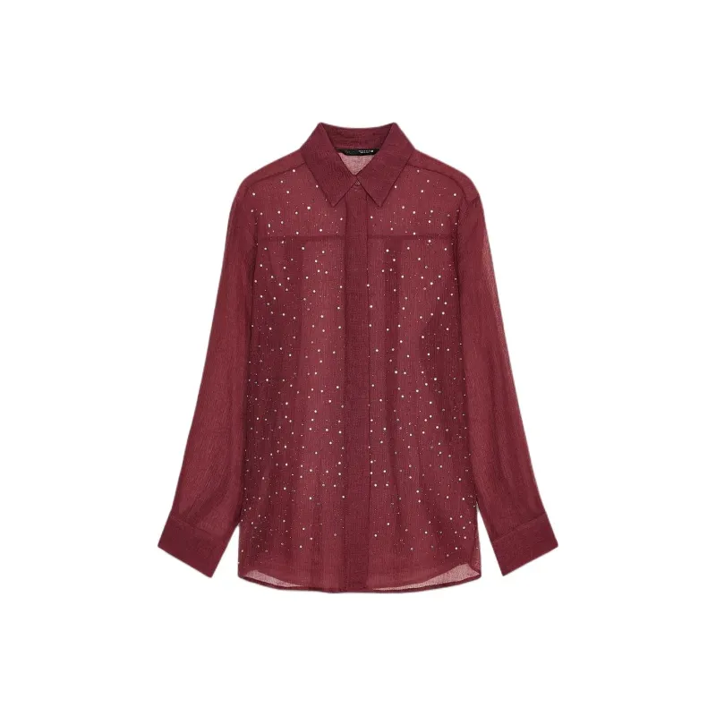 ZARA Shirt Women's Burgundy Burgundy-0