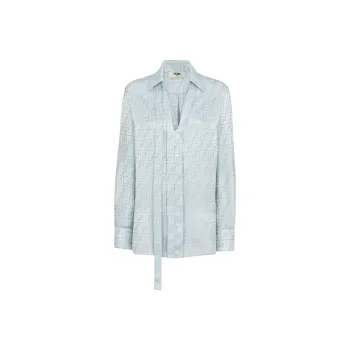 FENDI All Over Ff Printed V Neck Satin Shirt