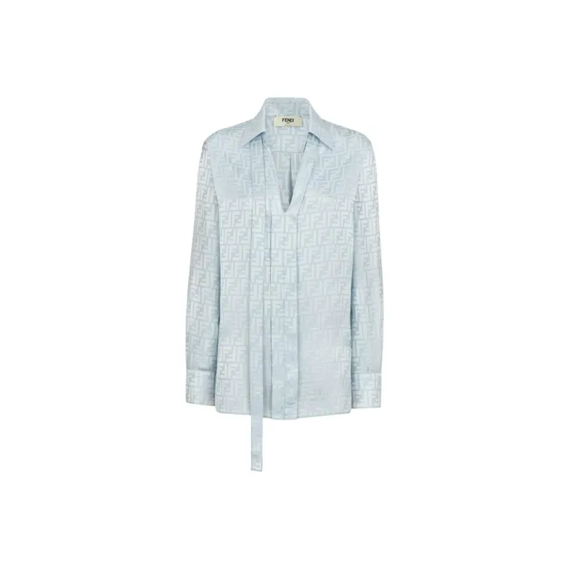 FENDI All Over Ff Printed V Neck Satin Shirt-0