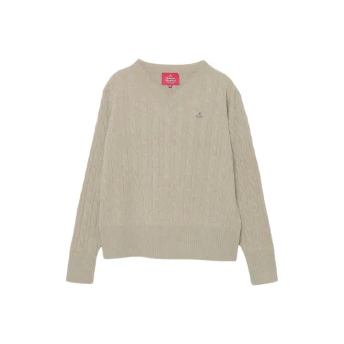 Vivienne Westwood Ulun Cable V-Neck Sleeve Knitwear Women's Gray