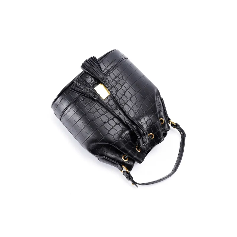 COURONNE Split Cow Leather Crossbody Bag Regular Women's Black/Ecru-4