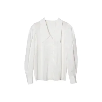 PAIN OR PLEASURE Versatile Long Sleeved Lapel Puff Sleeve Shirt Women's White