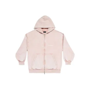 Balenciaga Logo Printed Zip-Up Hoodie