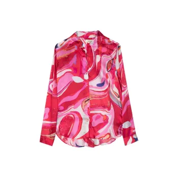 L'AGENCE Tyler Abstract pattern Silk Shirt