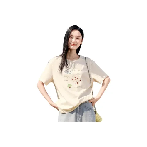 Fragment T Shirts Women's Beige Yellow