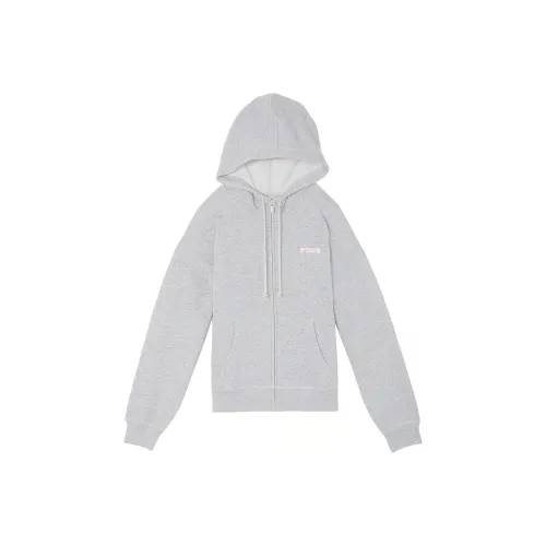 Victoria's Secret PINK Ivy Fleece Campus Full Zip Hoodie/MHG Sweatshirt Women's Medium Gray