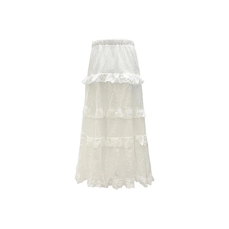 Spicy Gals Casual Long Skirt Women's White-1