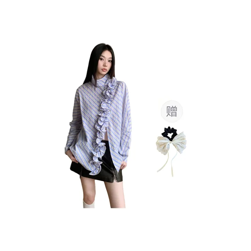 PAVEA Shirt Women's Blue+Hair Tie Comes With-0