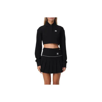 PALM ANGELS Pa Monogram Embroidered Cropped Polo Shirt