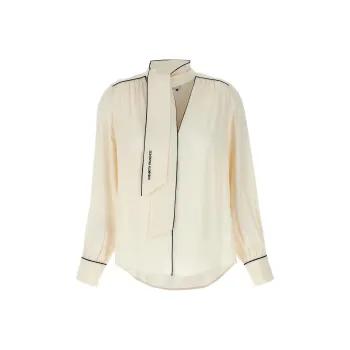 Elisabetta Franchi Piping Tie Neck Georgette Blouse