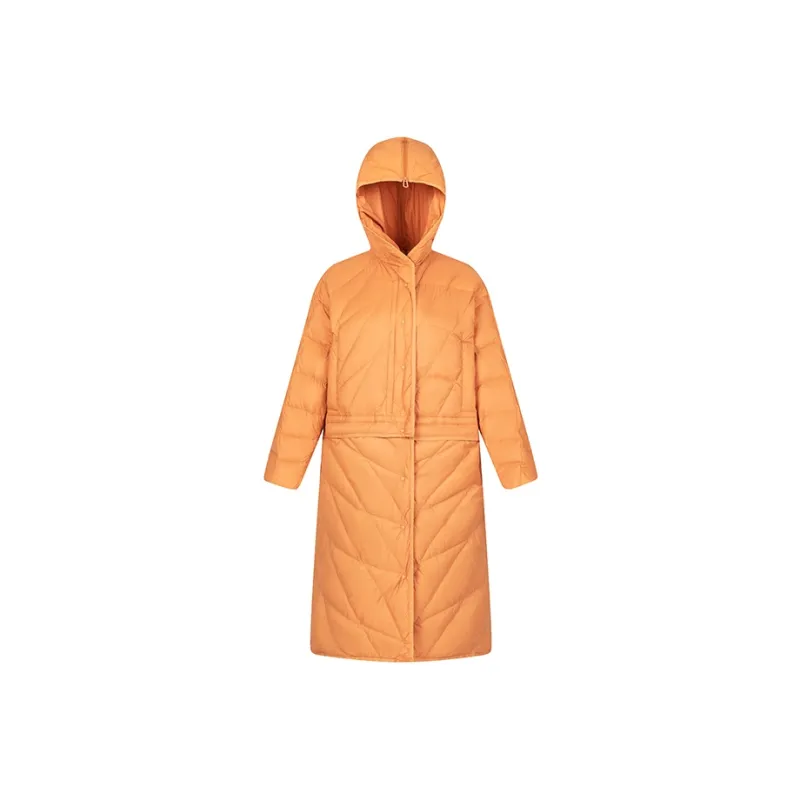 ERAL Solid Color Hooded Mid Length Down Jacket Women's-5