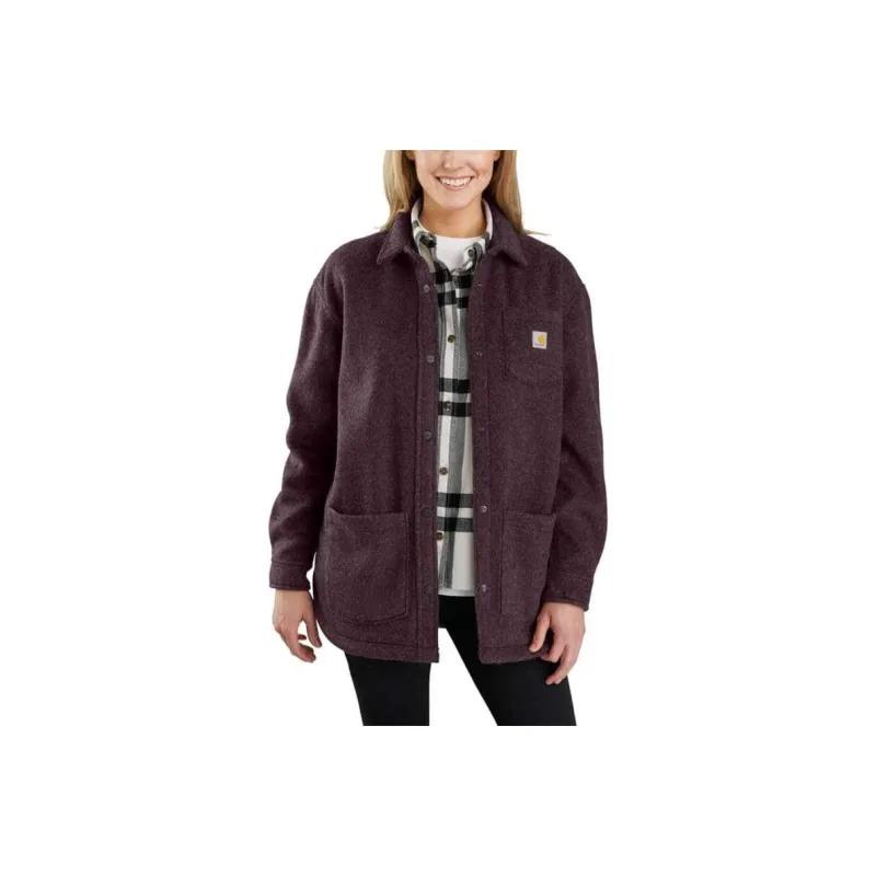 Carhartt 105988 WOMEN'S LOOSE FIT BRUSHED FLEECE SHIRT JAC Shirt Loose Fit Women's Dark Purple-0