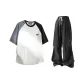 Black and White Stripes+Black Pants