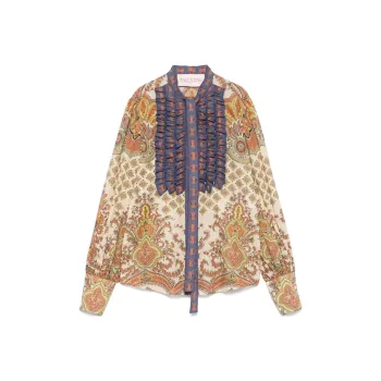 Valentino All Over Patterned Ruffled Top