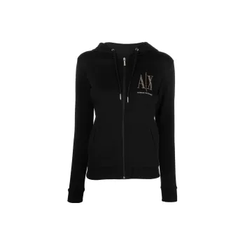 ARMANI EXCHANGE Rhinestone logo Zip up Hoodie