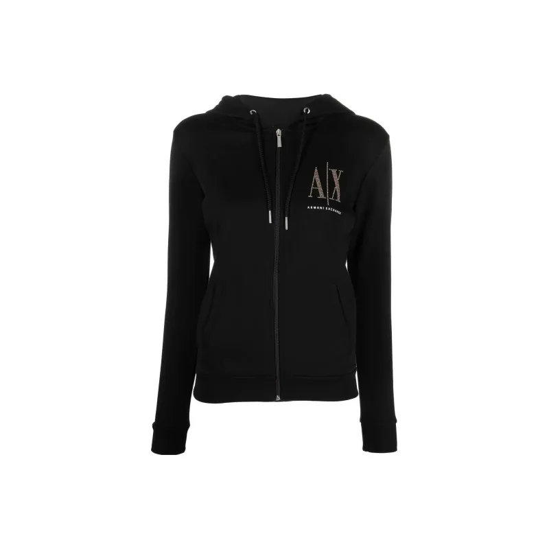 ARMANI EXCHANGE Rhinestone logo Zip up Hoodie-0