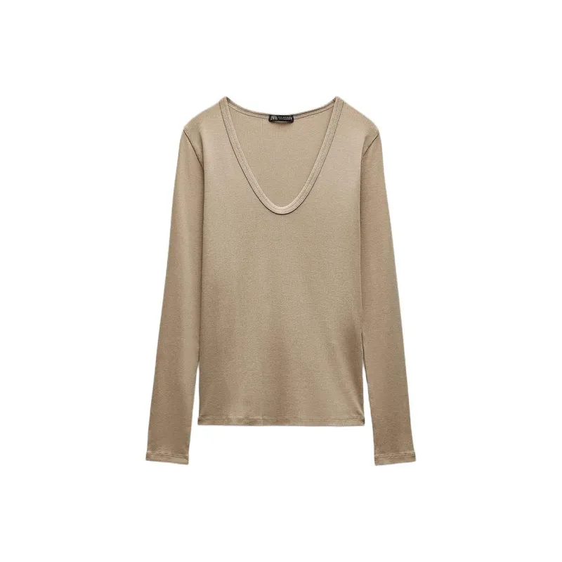 ZARA Drop Shoulder Sleeve T Shirt Women's-2