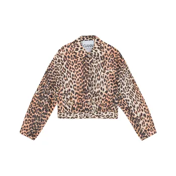 GANNI Leopard Print Cropped Blazer