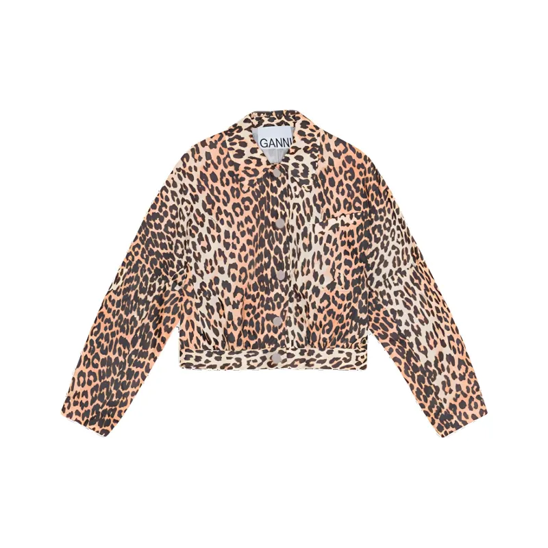 GANNI Leopard Print Cropped Blazer-0