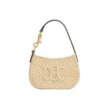 CELINE Raffia Shoulder Bag Women's Natural & Tan