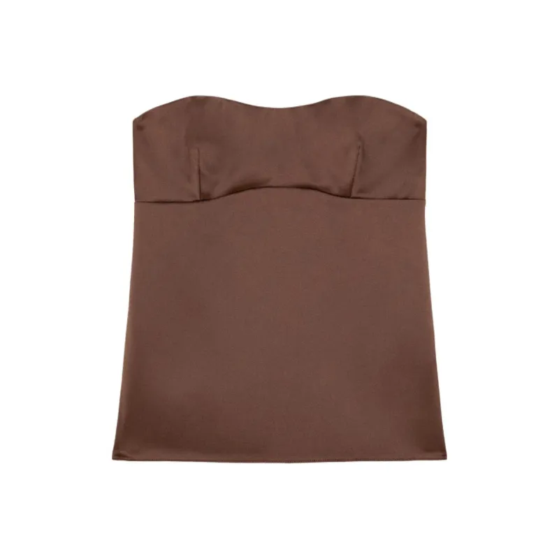 Patrizia Pepe SS25 Strapless Top Women's Brown-0