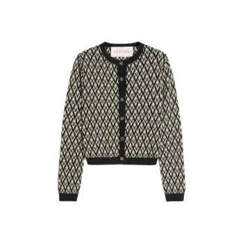 Valentino Garavani Toute La V Jacquard Knit Cardigan
