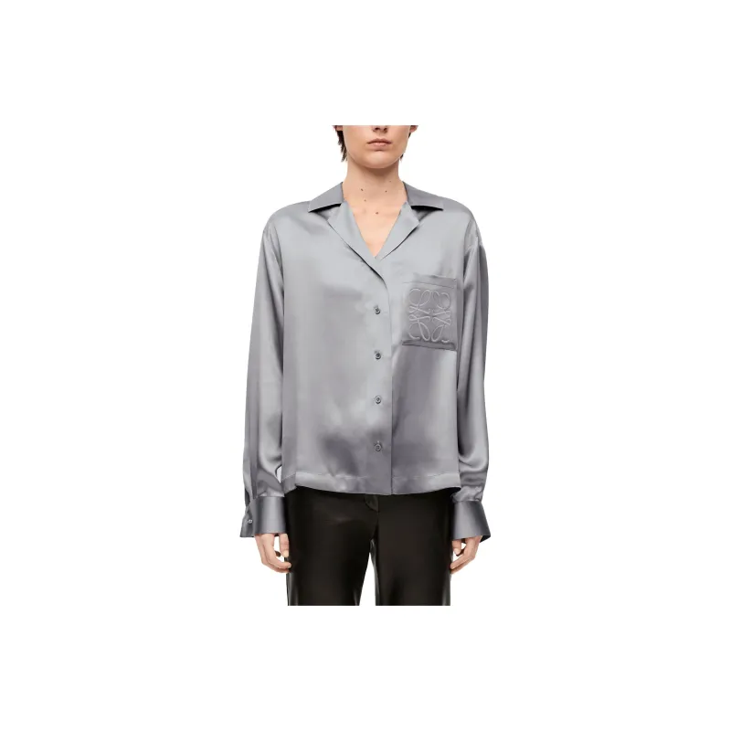 LOEWE Pyjama Blouse In Silk Shirt Women's Mouse Grey-0