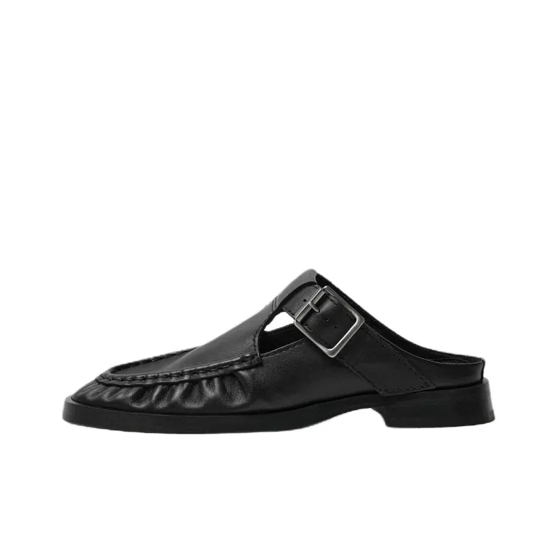 MIISTA Rubber Sole Quiet Closed Toe Slippers 2.5cm Women's Black-0