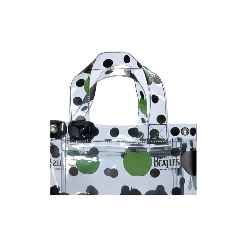 CDG PVC Polyvinyl Chloride Tote Bag, Shopping Bag, Handbag Small Size Unisex Black Green-4