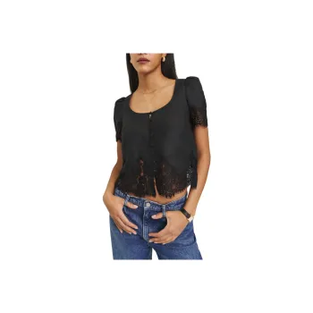 REFORMATION Josie Linen Top Shirt Women's Black