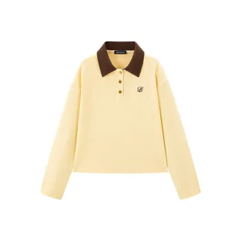 PEACEBIRD Polo Shirt Women's Thick Cream Yellow