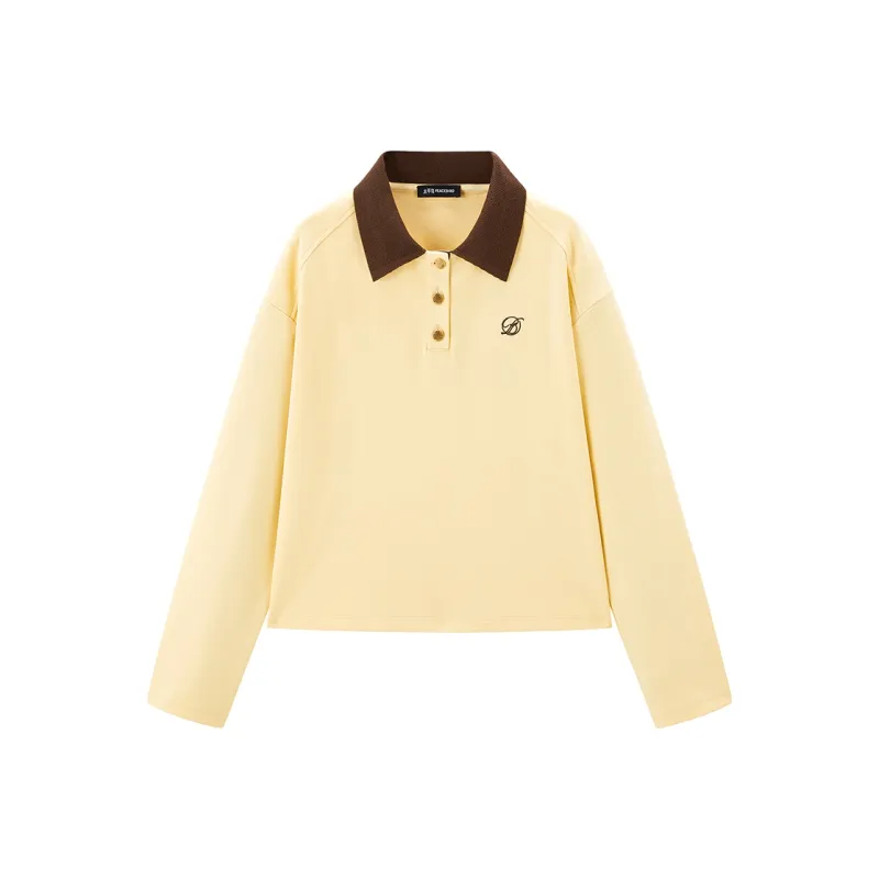 PEACEBIRD Polo Shirt Women's Thick Cream Yellow-0