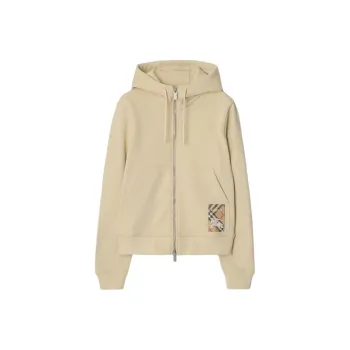 Burberry Check Label Zip Through Hoodie 'Nutmeg'
