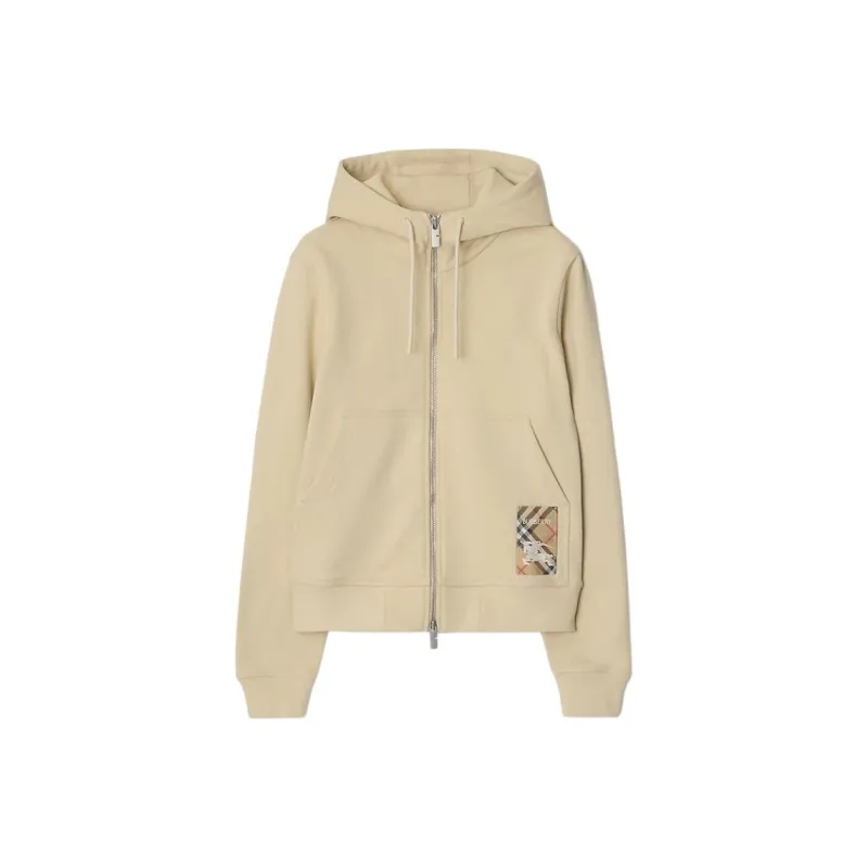 Burberry Check Label Zip Through Hoodie 'Nutmeg'-0