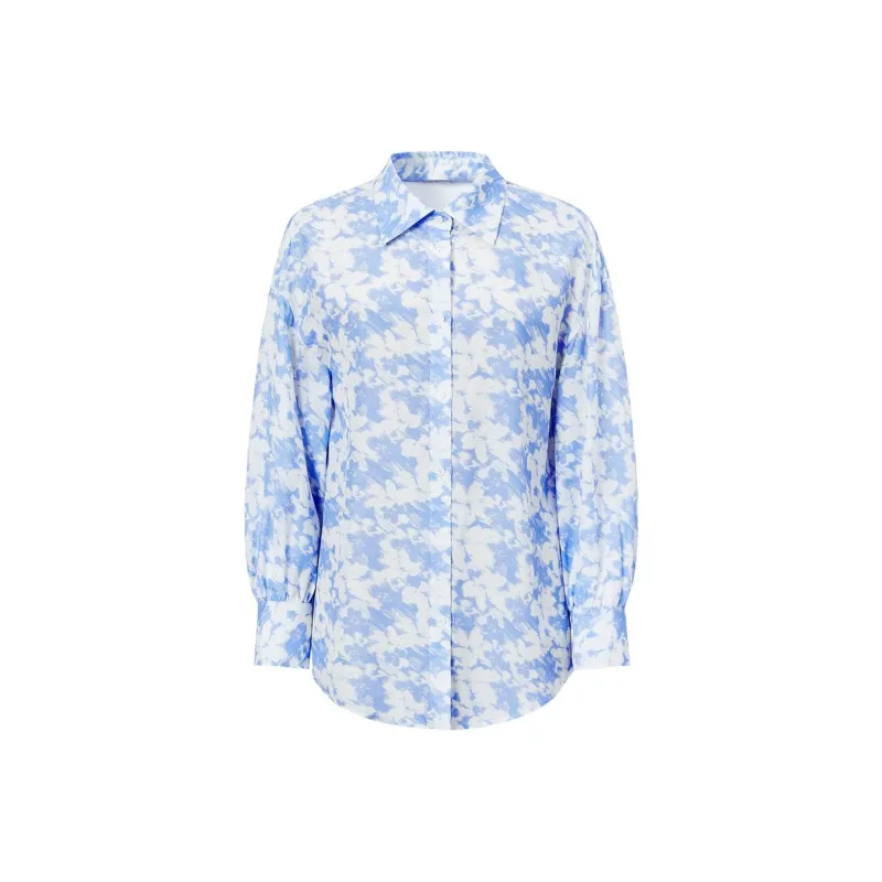 JZ Juzui Shirt Women's Floral Sky Blue-0