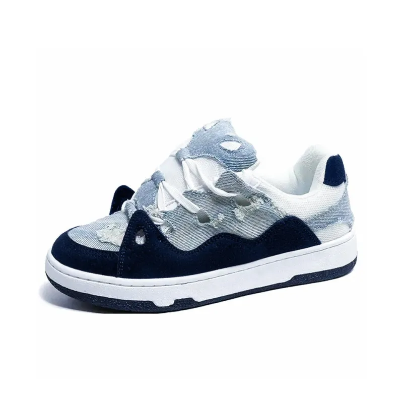 CVOJOO Puffy Shoes Anti Slip Wear Resistant Low Top Skateboard Shoes Unisex Light Blue-2