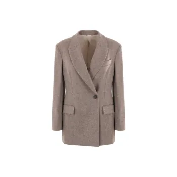 Brunello Cucinelli Double Breasted Herringbone Tailored Blazer
