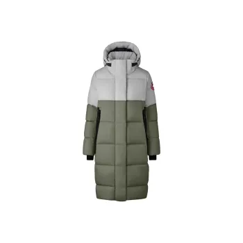 Canada Goose Byward Series FW22 Badge Hooded Mid-Length Down Jacket Women's Light Green