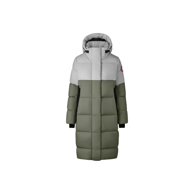 Canada Goose Byward Series FW22 Badge Hooded Mid-Length Down Jacket Women's Light Green-0