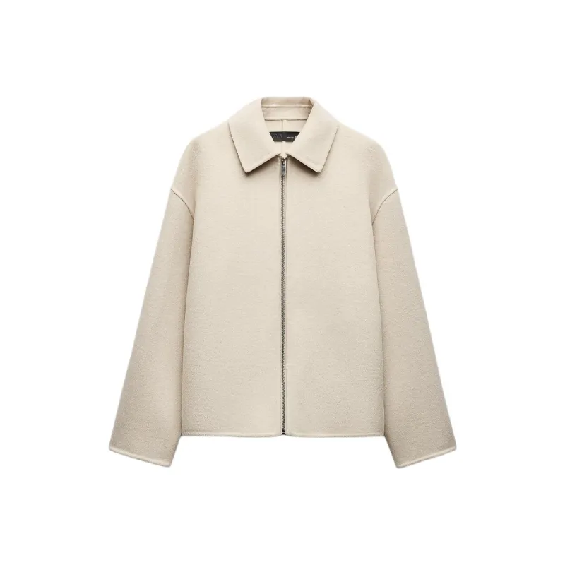 ZARA ZW Series Jackets & Coats Women's Cream-0