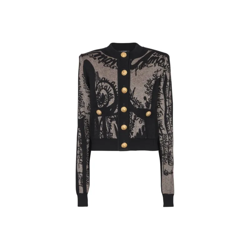 BALMAIN Intarsia knit Logo Cardigan-0