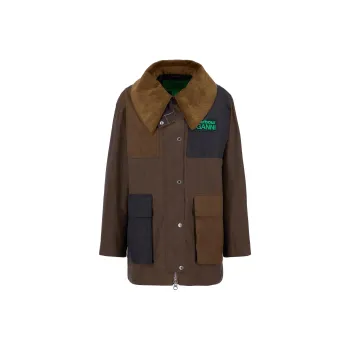 BARBOUR X Ganni Panelled Wax-Coated Coat