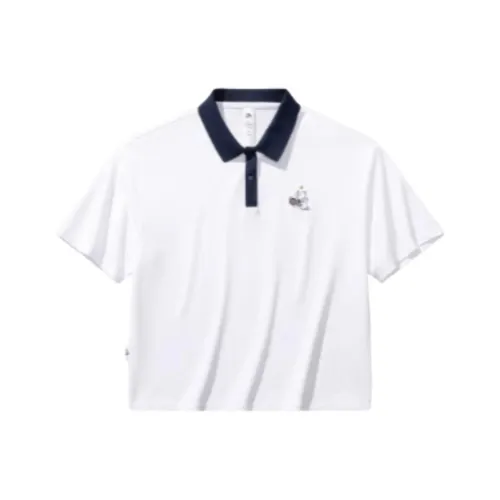 CHAOJIANTA x SNOOPY Polo Shirt Women's Snowflake White/Deep Navy Blue